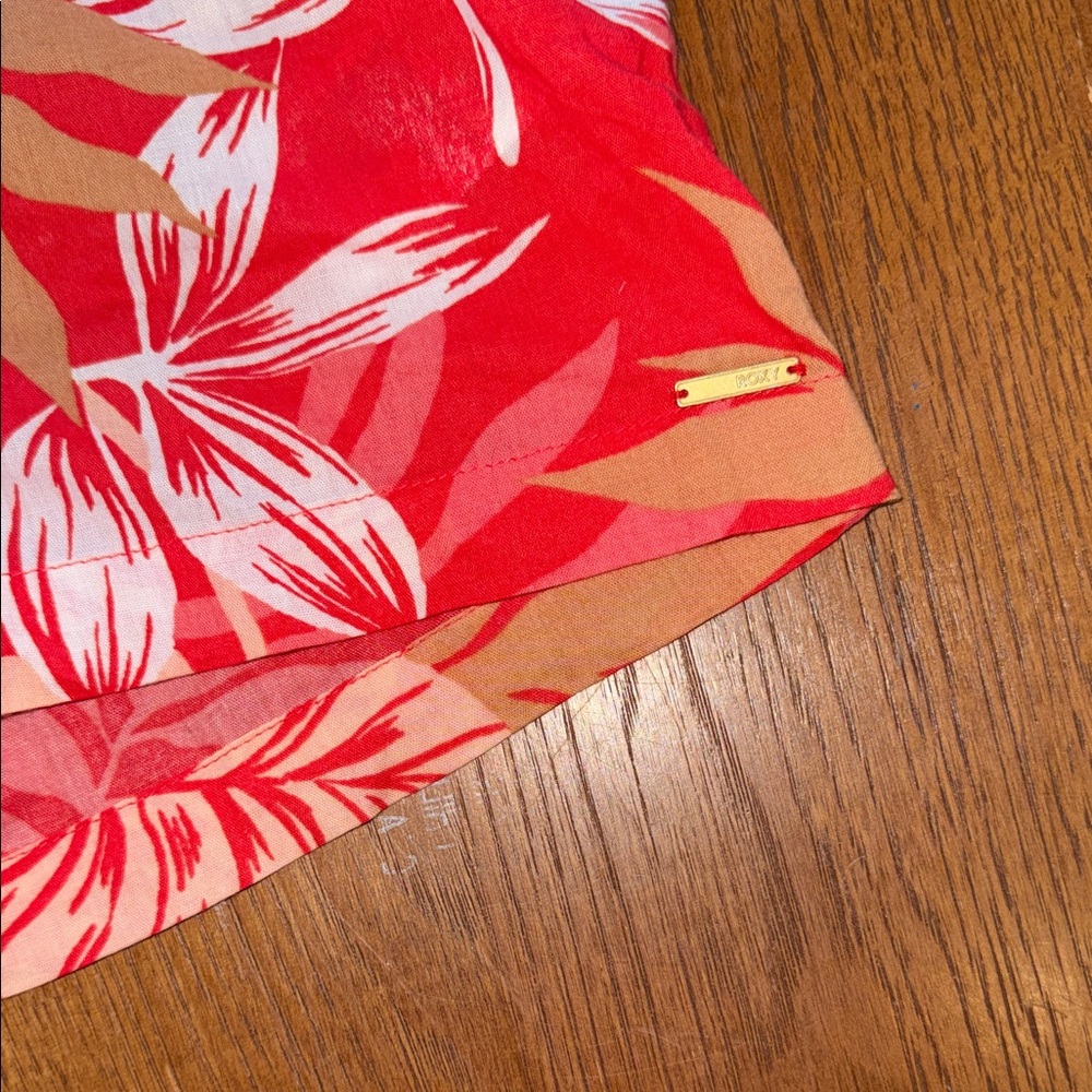 Roxy Red Tropical Floral Spaghetti-Strap One-Piece Romper - Picture 9 of 9